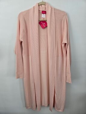 Together long-sleeve open shawl knit cardigan duster. Peach Blush Pink. Size 12.